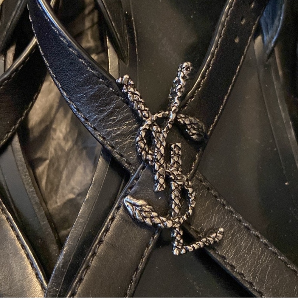 Saint Laurent Joson Pallad O Black Sandals sz 38.5 - Picture 6 of 15